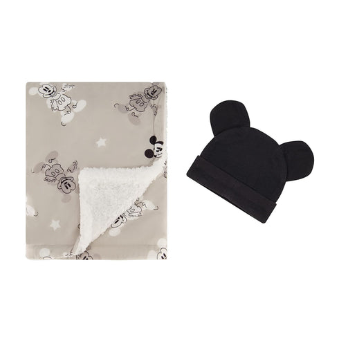 Disney Fuzzy Mink Baby Blanket, Double Sided Ultra-Soft and Plush Mink and Sherpa Newborn Throw, Measures 30x40 Inches, includes Matching Infant C...