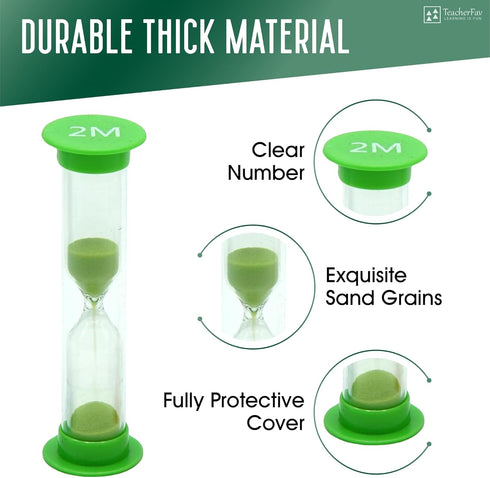 Sand Timer for Kids Set of 4 Small Colorful (Multi) Hour Glass Acrylic Covered Clock 1Min 2Min 3Min 5Min for Classroom, Home & Kids Room...