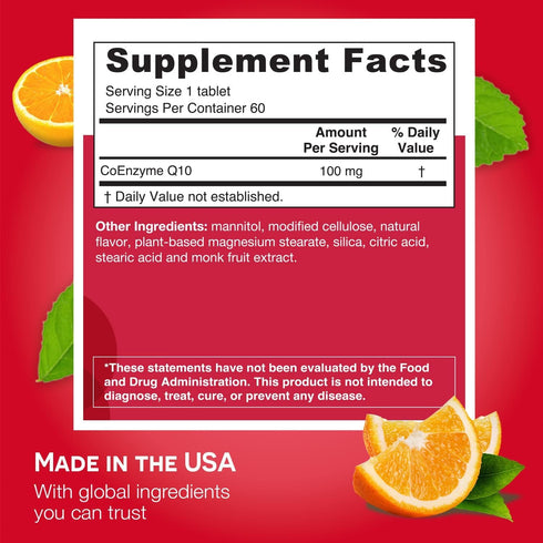 EZ Melts Dissolvable CoQ10 Supplement 100 mg, Sugar-Free, 2-Month Supply...