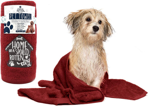 DAN RIVER Dog Towels for Drying Dogs Large, 100% Cotton Puppy Bath Towel, Ultra Soft 450 GSM Super Absorbent Quick Dry Pet Grooming Supplies, 20x4...