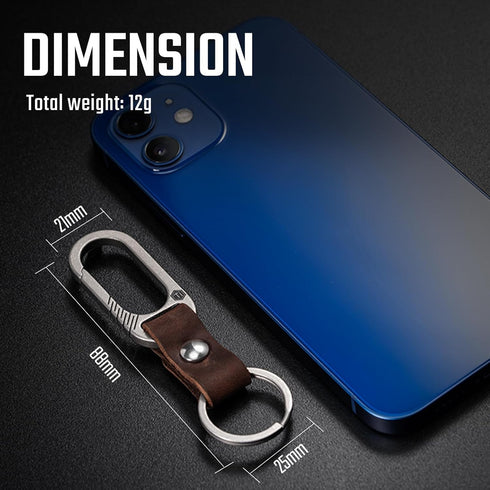 KeyUnity KM02 Titanium Belt Clip Carabiner Leather Keychain Holder with Removable Stainless Steel Key Ring...