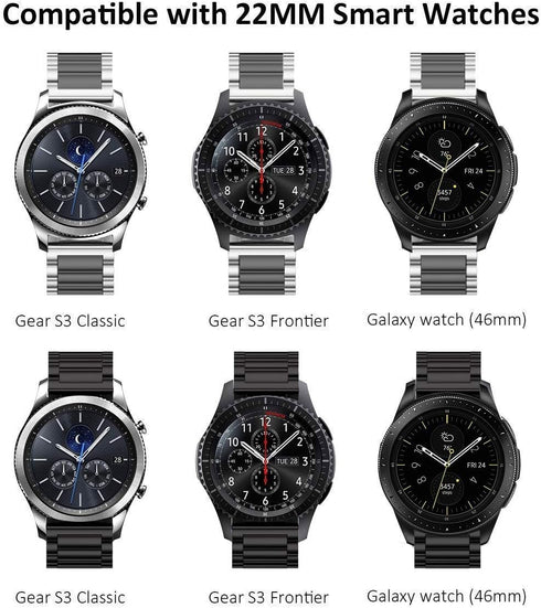 Valkit Compatible with Samsung Galaxy Watch 46mm/Galaxy Watch 3 45mm Bands/Samsung Gear S3 Classic/Gear 2, 2 Pack 22mm Stainless Steel Solid Wrist...