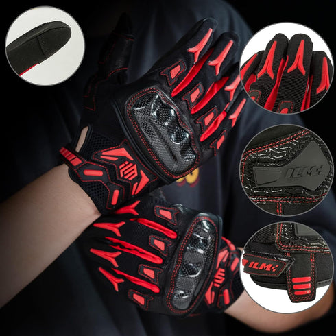 ILM Motorcycle Motocross Cycling Off-Road Dirt Bike Gloves for Men Women Touchscreen Hard Knuckle ATV MTB Guantes (Red, M)...