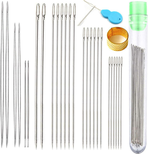 Y-Axis 26 Pcs Assorted Beading Needles Including 6 Pcs Big Eye Beading Needles + 20 Pcs Long Straight Beading Thread Needles with Needle Bottle...