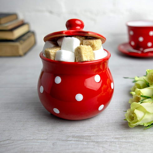 City to Cottage Ceramic Sugar Bowl with Lid, 10oz Sugar Contanier for Coffee Bar, Sugar Dispenser Bowl, Salt - Condiment Pot for Kitchen Counter, ...