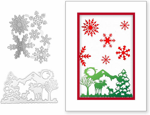 Christams Deer Die Cuts for Card Making Snowflake Die Cuts Clearance Winter Embossing Stencils for Cards Metal Cutting Dies for Craft Card Album S...