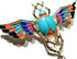 Colorful Winged Scarab Beetle Brooch Aqua Blue & Goldtone Egyptian Pin...