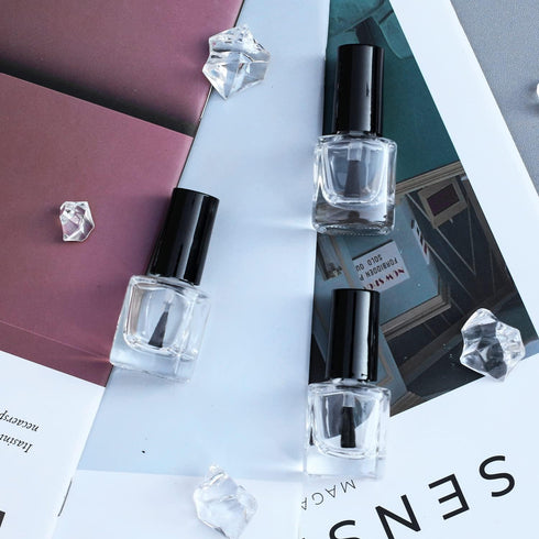 6PCS Empty Nail Polish Bottles with Funnel, Empty Fingernail Polish Bottles Glass Rectangle with Brush & Mixing Balls Black (5ML)...