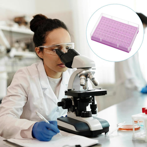 PATIKIL 96 Wells PCR Tube Rack for 0.2ml Test Strips Tubes, 4pcs Waterproof Tubes Filling Tray Centrifuge Tube Holder, Purple...