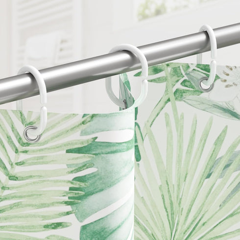 Amazer White Shower Curtain Hooks Rings, 24 Pcs Plastic Shower Curtain Rings, Plastic Shower Curtain Hooks for Bathroom Shower Rod, White Shower H...