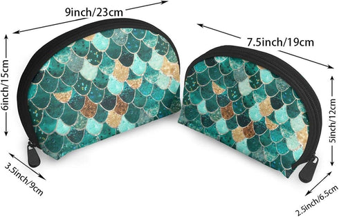 2PCS Portable Makeup Bags Waterproof Cosmetic Pouch Travel Multifunctional Toiletry Organizer Case for Women - Mermaid Scales......