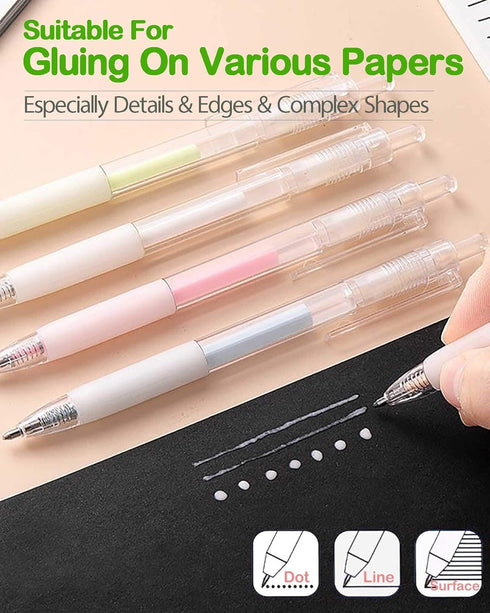 Ball Point Glue Pen - Applying Glue Like Writing, Kids-Friendly Precise Apply and Easy Control, Quick Dry Glue Pen for Crafting, Scrapbooking, Car...
