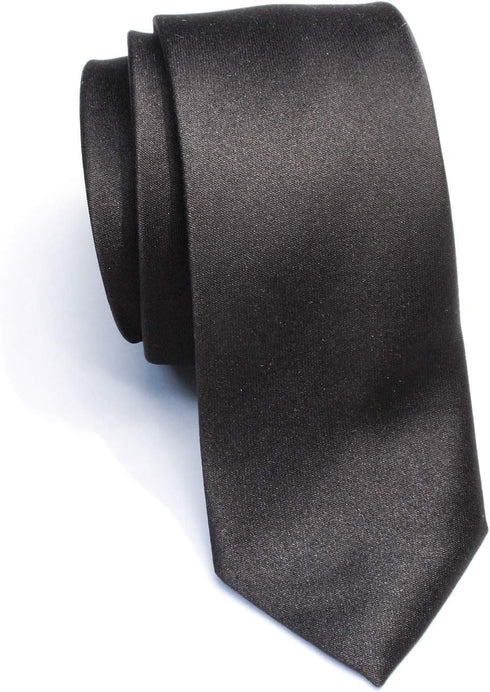 New Skinny Solid Black 2 Inch Necktie Tie"...