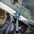 AuMoHall Crystal Flower Car Rear View Mirror Pendant Car Hanging Ornament Lucky Car Charm with Dangle Beads, Blue...