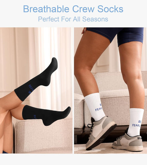 Athletic Socks Running Socks Breathable Crew Socks Print Text on Socks Unisex Sports Socks for Women 3 Pairs...