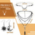 3 Pcs Halloween Gothic Sun and Moon Jewelry Set Head Chain Multilayer Star Choker Crystal Earrings (Silver,Boho)...