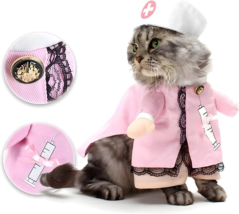 NACOCO Dog Cat Nurse Costume Pet Nurse Clothing Halloween Jeans Outfit Apparel (XS)...