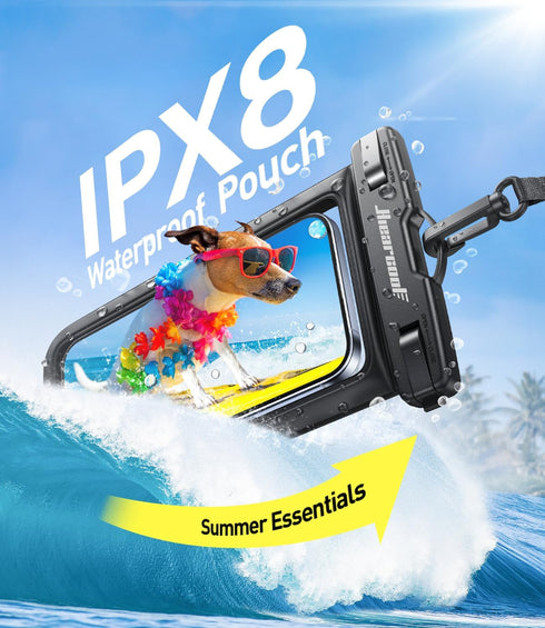 Hiearcool Waterproof Phone Pouch, Universal Case Compatible for iPhone 15 14 13 12 Pro Max Plus Up to 8.3", IPX8 Beach Travel Essentials-Black-2 P...