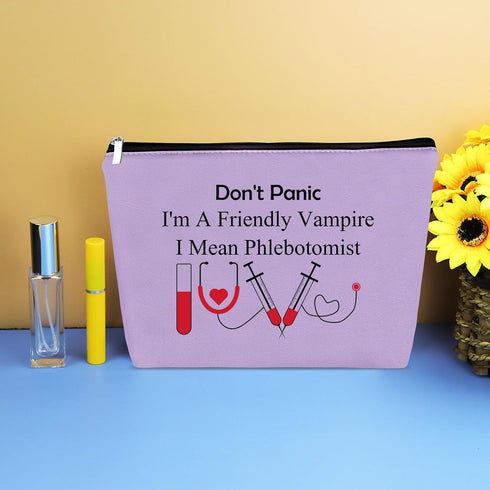 Funny Nurses Phlebotomist Gifts Makeup Bag for Women Phlebotomy Technician Appreciation Gift Thank You Gift Purple Cosmetic Bag Pouch Nurses Day B...