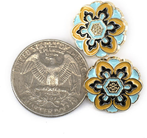 20 pcs Vintage Enamel Flower Metal Shank Sewing Coat Buttons -18mm -11/16"...