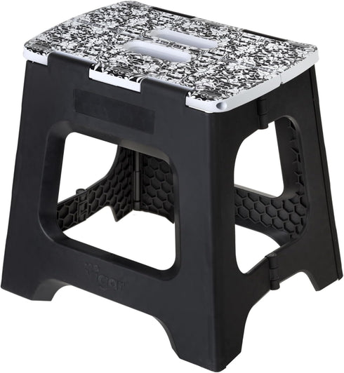 Vigar Compact Step Stool Foldable, 12-1/2-inch Step Stools for Adults up to 330 Pound, Lightweight Stool, Non-Slip Folding Step Stool, Rococco Bla...