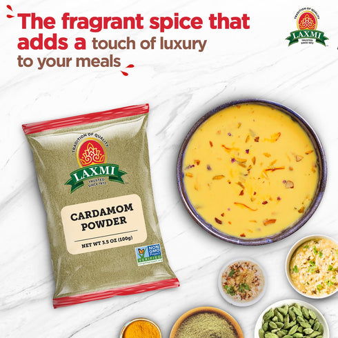 Laxmi Ground Cardamom Powder, Traditional Indian Cooking Spices - 3.5oz...