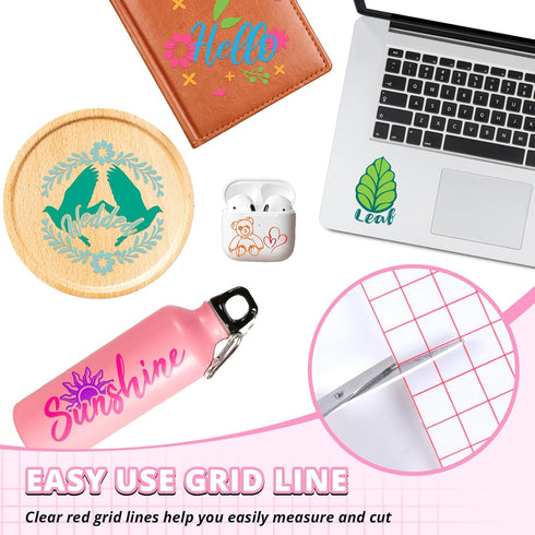 HTVRONT Transfer Tape for Vinyl - 12" x 10 FT w/Red Alignment Grid Clear Transfer Paper for Adhesive Vinyl - Medium Tack Vinyl Transfer Tape for f...