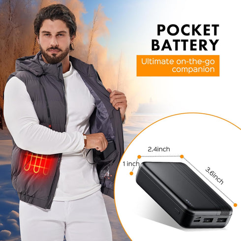 5v/2a 10000mah Heated Vest Heated Jacket Battery Pack Power Bank for Electric Heating Vests Heated Jackets Coats Hoodies Pants Dedicated Battery f...