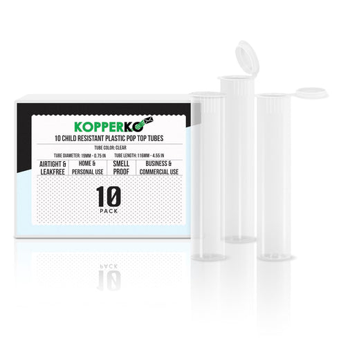 10 Pack 116mm Plastic Pop Top Tube - Child Resistant Smell Proof Containers for Herbs and Spices | UV and Moisture Resistant Medication Container ...