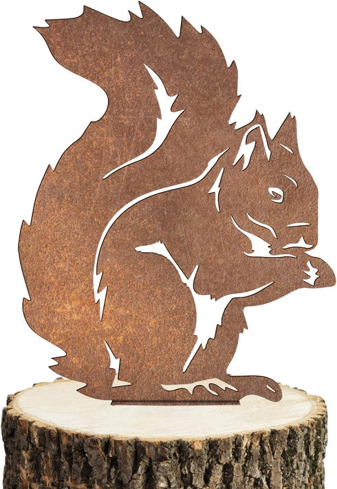 Rusty Squirrel Garden Ornament, Rusty Squirrel Silhouette to Screw in Wood, Metal Garden Decoration, Metal Garden Decor, Fence Topper, Gift Idea f...
