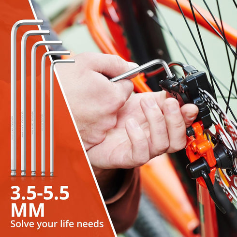 GETLITOOL 13PCS Allen Key Set Silver, Cr-V Ball End Allen Wrench Set 1.27-10mm, Metric Long Hex Key Set with Size-Marked & Storage Bracket for Bic...
