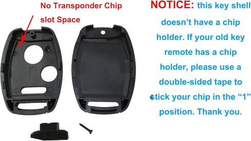 3 Buttons Key Fob Shell Case Fit for Honda Civic CR-V Crosstour Fit Pilot CR-Z Odyssey Accord Replacement Keyless Entry Remote Control Car Key Fob...