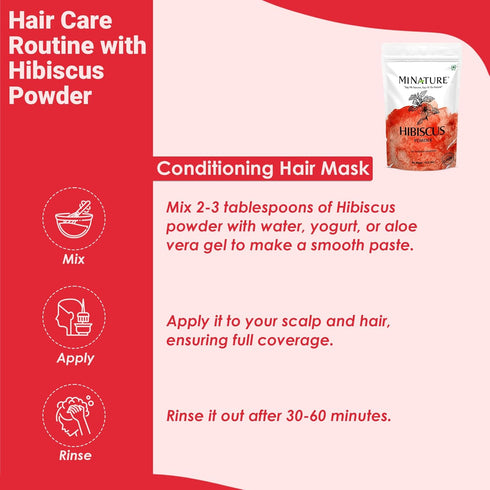Mi Nature 100% Pure Hibiscus (Gudhal) Powder 227g (8oz) | 100% Natural (Sabdariffa) Powder for Hair Care, Face Pack, Tea & DIY Herbal Remedies...
