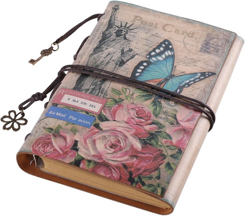 Leather Journal Notebook, MALEDEN Vintage Travel Journal for Women Refillable Sketchbook Diary Planner with Unlined Pages and Zipper Pocket...