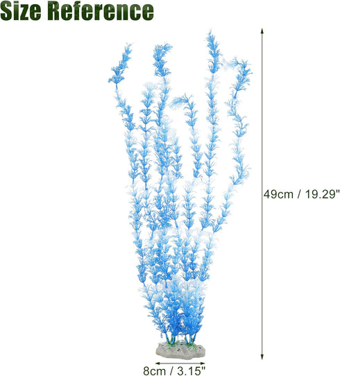 Large Aquarium Plastic Plants, Tall Aquarium Plants, Big Aquarium Plastic Plants for Fish Tanks Decor, 19.29" Height (Blue White, 2pcs)...