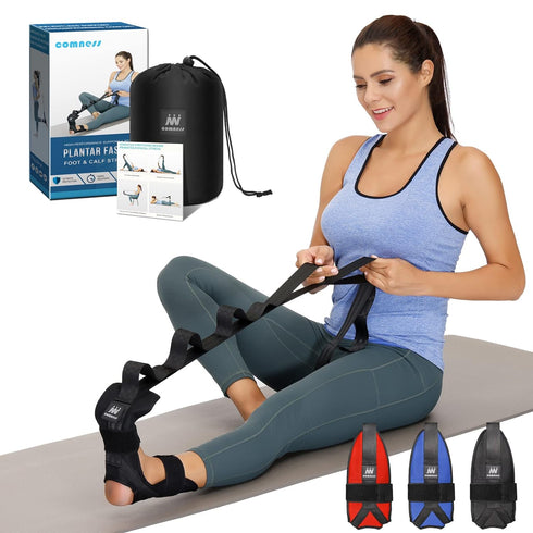 Foot and Calf Stretcher-Stretching Strap For Plantar Fasciitis, Heel Spurs, Foot Drop, Achilles Tendonitis & Hamstring. Yoga Foot & Leg Stretch St...