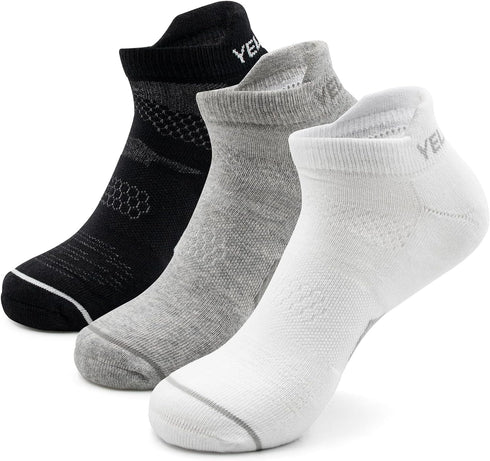 No Show Ankle Running Socks Men & Women Low Cut Athletic Sports Hidden Cushioned Tab Socks for Hiking Cycling Workout Golf Tennis Gym Walking 3 Pa...