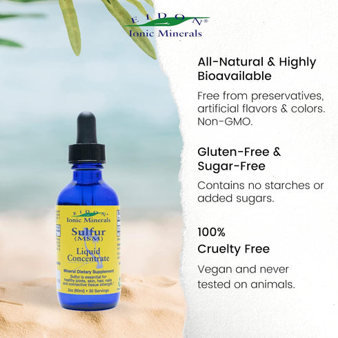 Eidon Ionic Minerals Liquid Sulfur Concentrate - Ionic MSM Sulfur Drops Supplement, Supports Healthy Joints, Smooth Skin, & Glossy Hair, No Preser...
