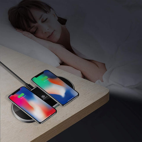 Dual Wireless Charging Mat Fast Wireless Charger iPhone Wireless Charging Pad Station Metal Qi 5 Coils 10W Large Multiple Devices Compatible with ...