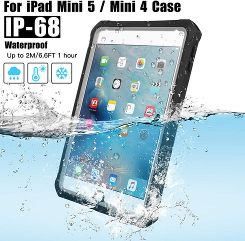 AICase IPad Mini 4/IPad Mini 5 Waterproof Case, High Touch Sensitivity ID IP68 360 Degree Shockproof Protective Cover with Kickstand...