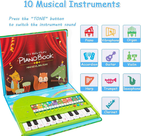 Longfypeng Piano Book Toddler Toys Educational Music Keyboard Piano Toys, Musical Instruments Toys Present for Kids Ages 3 4 5 6 Year Old Boy and ...