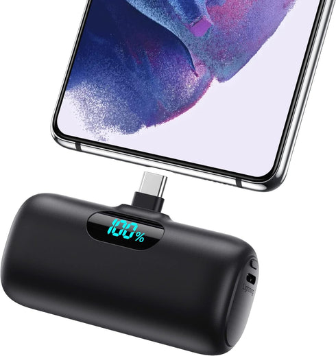Mini Portable Charger 5000mAh Power Bank,15W PD USB C Cell Phone Portable Power, LCD Display Battery Pack Compatible With iPhone 15/15 Plus/15 Pro...