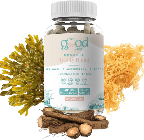 Trinity Blend Superfood -Sea Moss, Bladderwrack and Burdock Root Supplement for Overall Health Support, Hair, Skin and Nails 60ct...