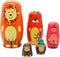 Russian Nesting Dolls for Kids, Stacking Wooden Handmade Matryoshka Dolls, 5 Piece Cute Cartoon Animal Pattern, Great Toy Gift for Girls Boys' Bir...
