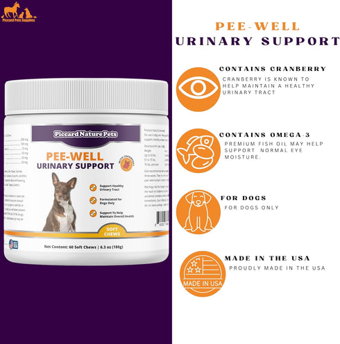 Pee-Well Urinary & Bladder Support Chews with Cranberry, Promotes Urinary Tract Health for Dogs, Help Maintain Overall Health, 60 Soft Chews...