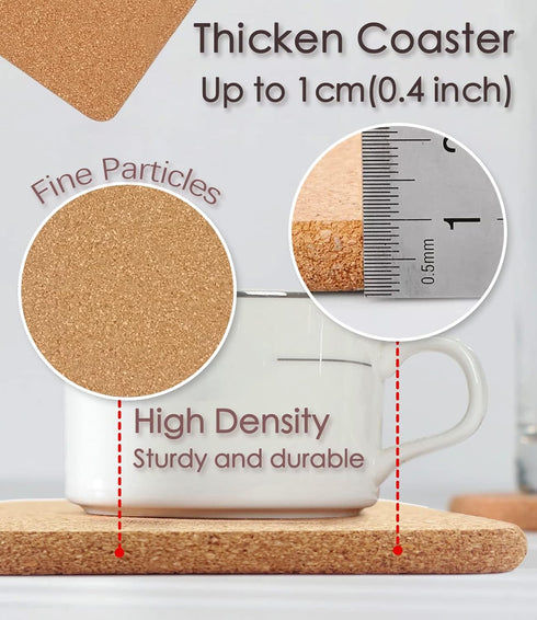 Cork Trivet, 4 Pcs High Density Thick Square Cork Trivets for Hot Dishes, 8 Inch Heat Resistant Multifunctional Cork Coaster, Cork Hot Pads for Ta...