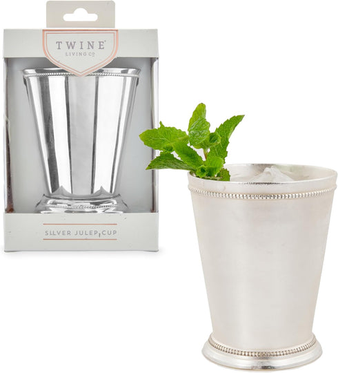 Twine Mint Julep Cup, Real Brass with Sterling Silver Plating Derby Cocktail Tumbler, Set of 1, 12 oz...