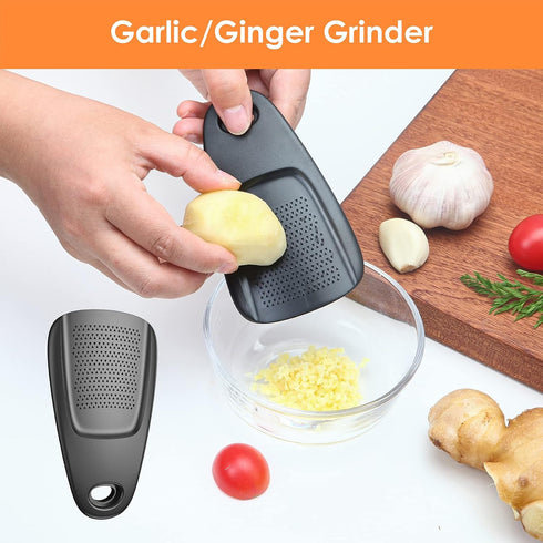 Kitchen Unique Gadgets Set 6 Pieces, Space Saving, Cheese Grater, Bottle Opener, Fruit Vegetable Peeler, Pizza Cutter, Garlic Ginger Grinder, Herb...