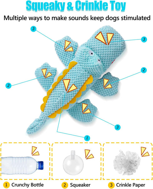 SCHITEC Squeaky Dog Toys, Crinkle Plush Water Bottle Toy with No Stuffing Body, Interactive Squawking Pet Chew Toy for Puppy Small Medium Large Do...