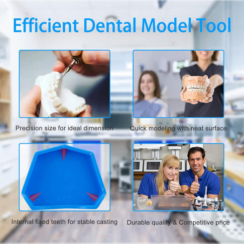6 Pcs Dental Base Former Kit Dental Lab Model Base Set Plaster Mold Base Former Color Blue (Set)...